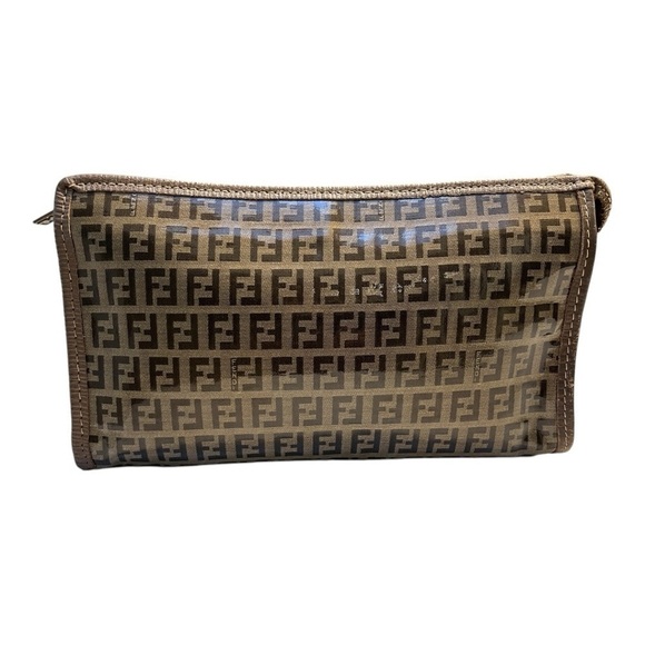 SALE! FENDI Vintage Brown Monogram Zucchino Crystal Clutch - Picture 2 of 11